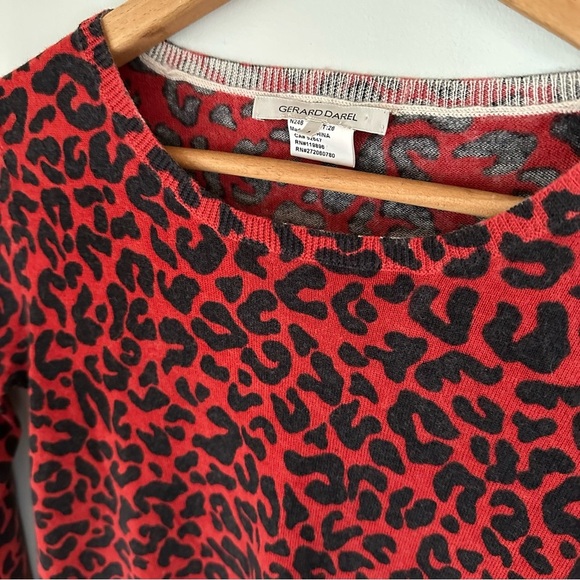 Gerard Darel Red Leopard Print Wool Sweater - Picture 4 of 12